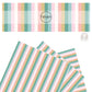 These stripe themed seafoam, cream, and pink faux leather sheets contain the following design elements: white, tan, teal, aqua, and light pink stripes. 