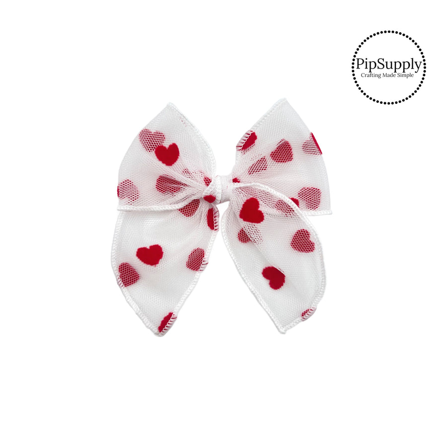 These heart tulle pre-cut tied bows are ready to package and resell to your customers no sewing or measuring necessary! These hair bows come with a alligator clip already attached.