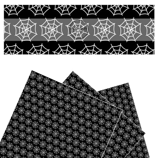 White webs on black faux leather sheets