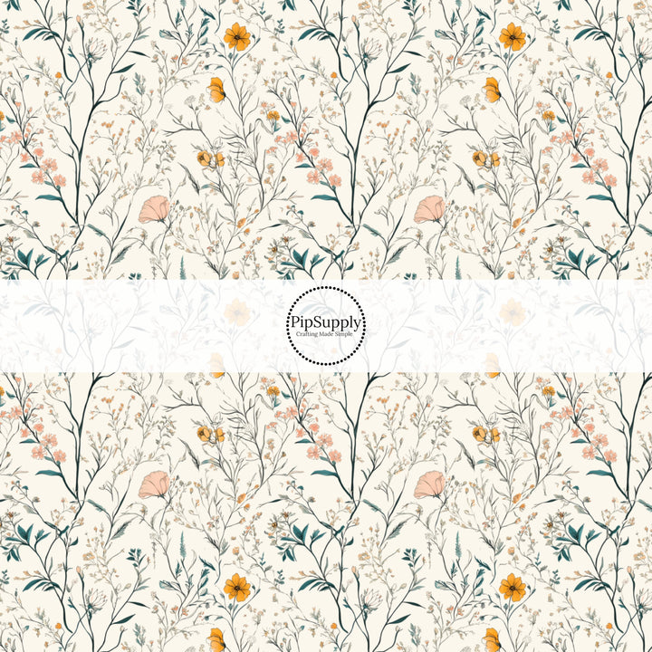 This Easter themed fabric by the yard features Easter wildflowers. This fun pattern fabric can be used for all your sewing and crafting needs!