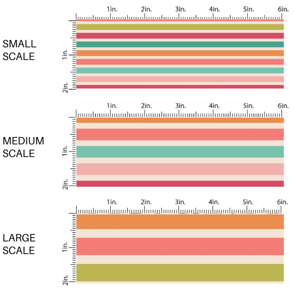 These winter stripe themed pattern fabric by the yard features the following design elements: colorful stripes on cream. This fun themed fabric can be used for all your sewing and crafting needs!
