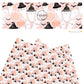 White ghosts with witch hats with pumpkins and bats on pink faux leather sheets