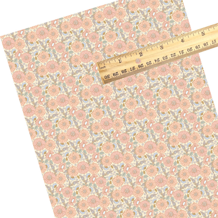 These spring floral faux leather sheets contain the following design elements: pastel flowers on pale yellow. Our CPSIA compliant faux leather sheets or rolls can be used for all types of crafting projects.