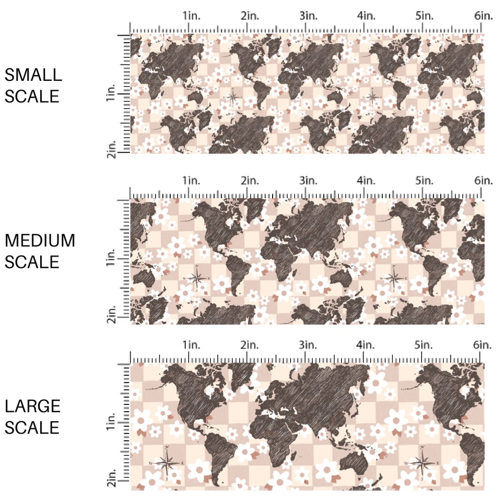 These travel themed fabric by the yard features wanderlust map pattern. This fun pattern fabric can be used for all your sewing and crafting needs!