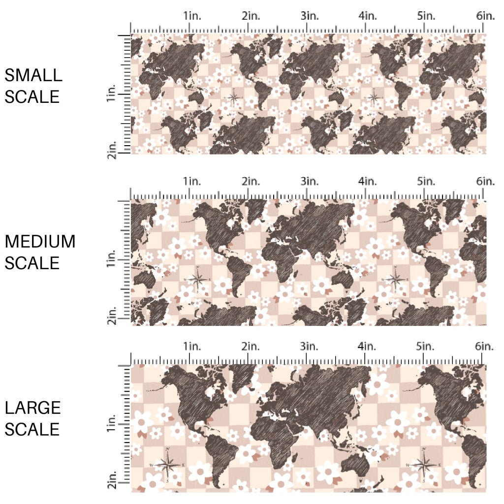 These travel themed fabric by the yard features wanderlust map pattern. This fun pattern fabric can be used for all your sewing and crafting needs!