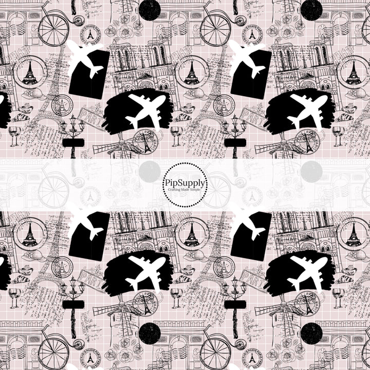 These travel themed fabric by the yard features airplanes, passport stamps, and maps pattern. This fun pattern fabric can be used for all your sewing and crafting needs!