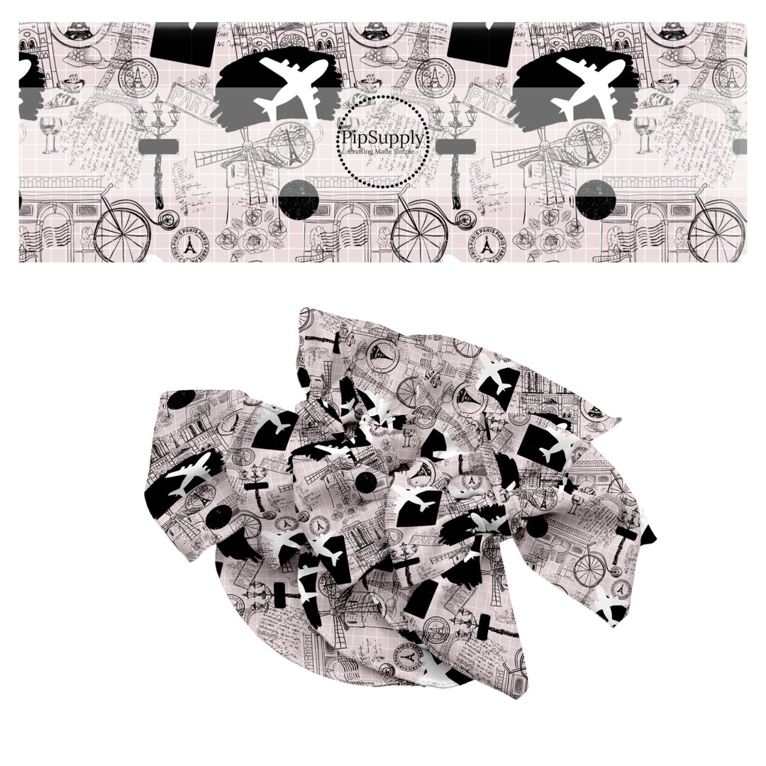 These travel themed no sew bow strips can be easily tied and attached to a clip for a finished hair bow. These bow strips are great for personal use or to sell. These bow strips feature the following design elements: airplanes, passport stamps, and maps pattern.