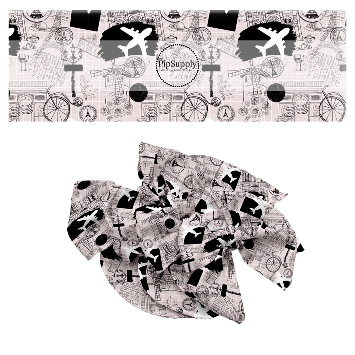 These travel themed no sew bow strips can be easily tied and attached to a clip for a finished hair bow. These bow strips are great for personal use or to sell. These bow strips feature the following design elements: airplanes, passport stamps, and maps pattern.