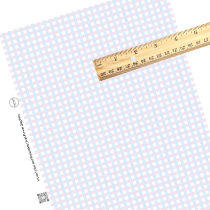 These spring pastel pattern themed faux leather sheets contain the following design elements: light blue and lilac plaid pattern. Our CPSIA compliant faux leather sheets or rolls can be used for all types of crafting projects.