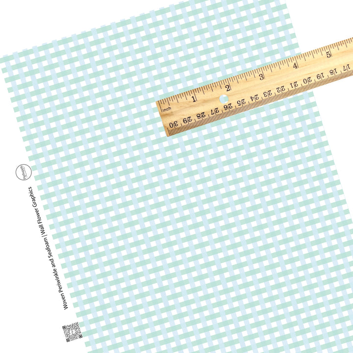 These spring pastel pattern themed faux leather sheets contain the following design elements: light blue and seafoam green plaid pattern. Our CPSIA compliant faux leather sheets or rolls can be used for all types of crafting projects.