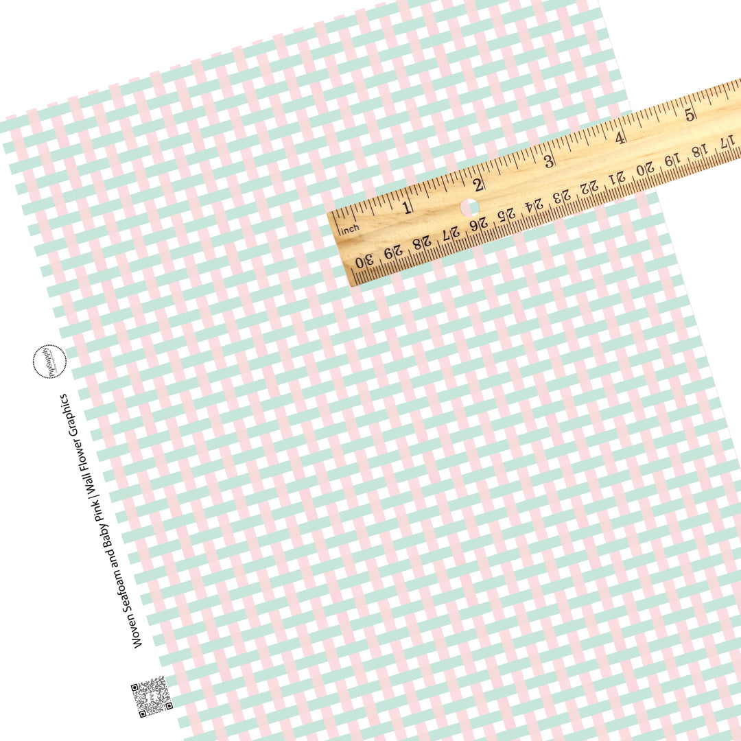 These spring pastel pattern themed faux leather sheets contain the following design elements: light pink and seafoam green plaid pattern. Our CPSIA compliant faux leather sheets or rolls can be used for all types of crafting projects.