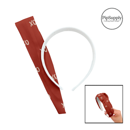 XOXO writing on red knotted headband kit