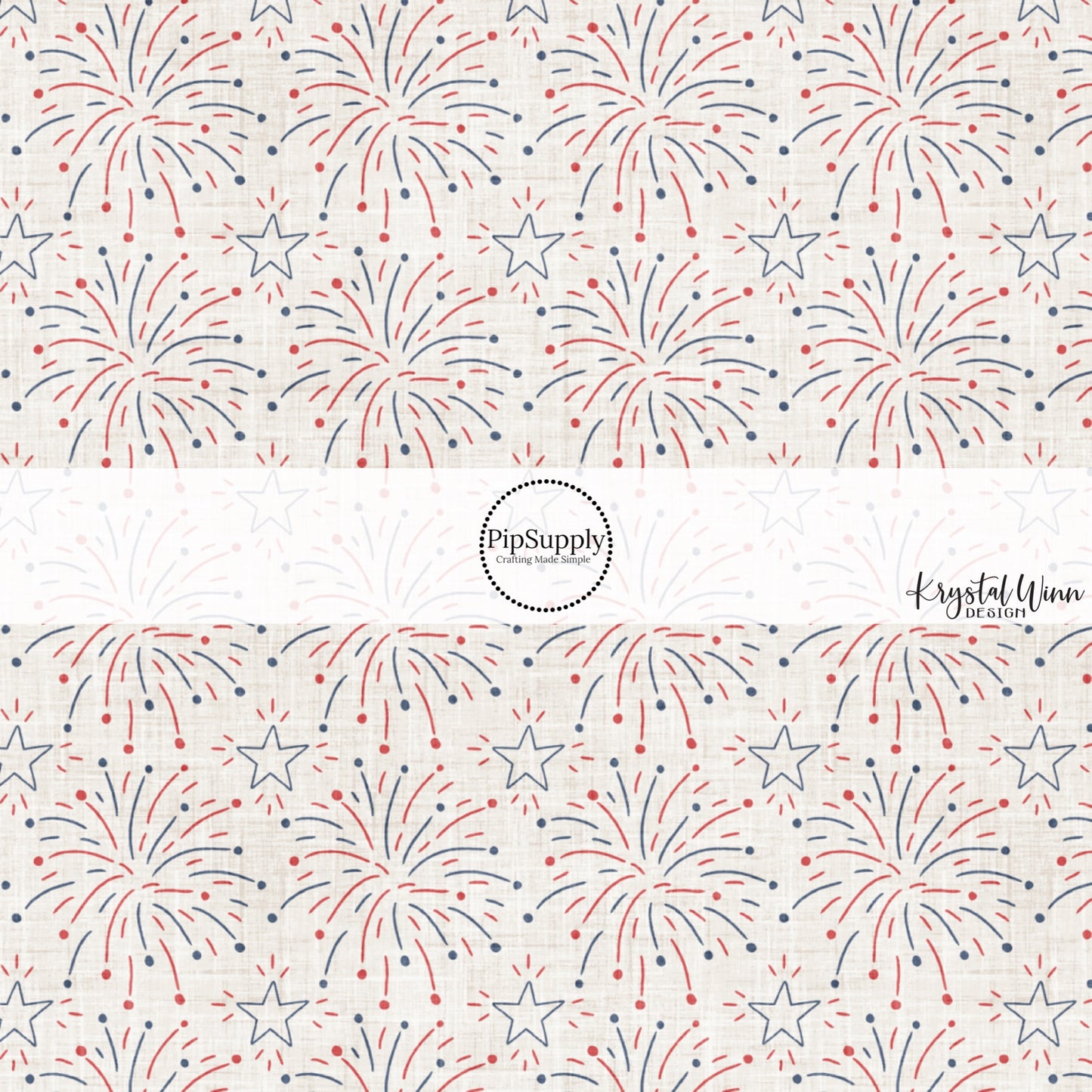 This 4th of July fabric by the yard features patriotic red and blue fireworks on cream. This fun patriotic themed fabric can be used for all your sewing and crafting needs!
