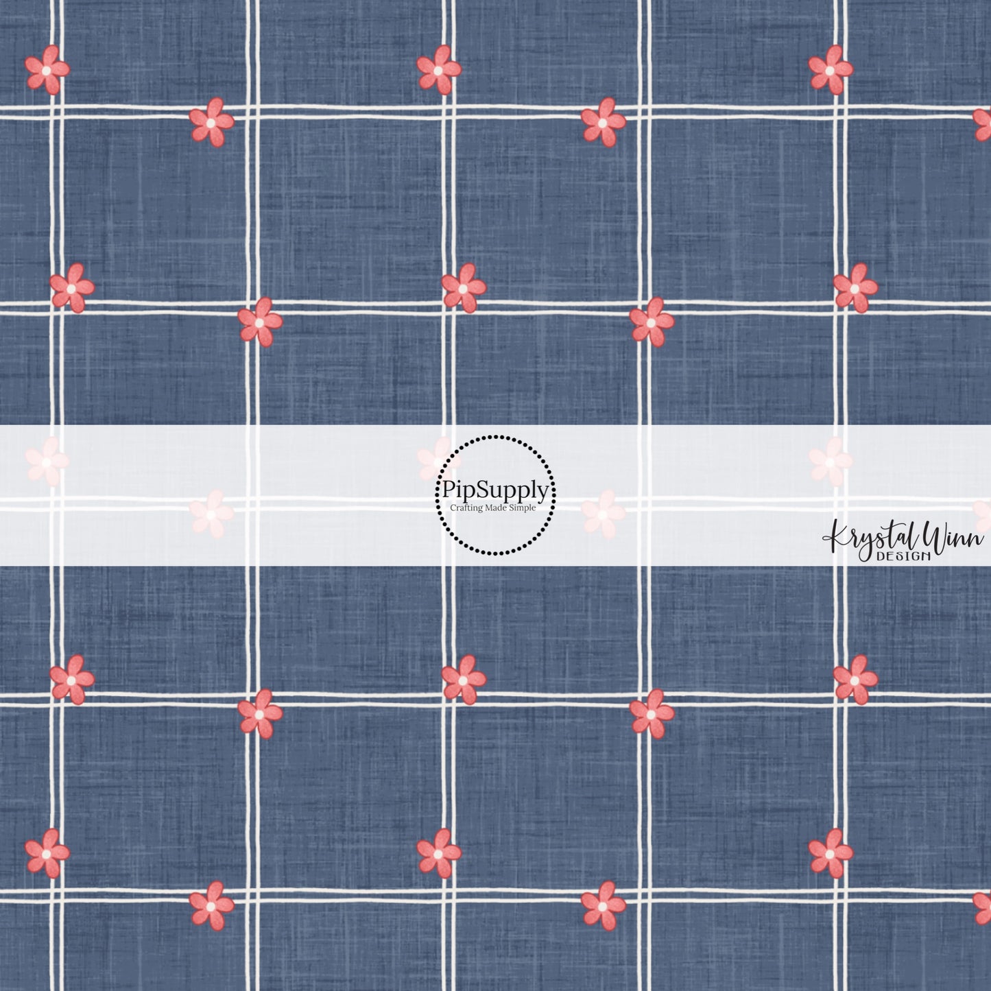 This 4th of July fabric by the yard features patriotic flowers on blue plaid. This fun patriotic themed fabric can be used for all your sewing and crafting needs!