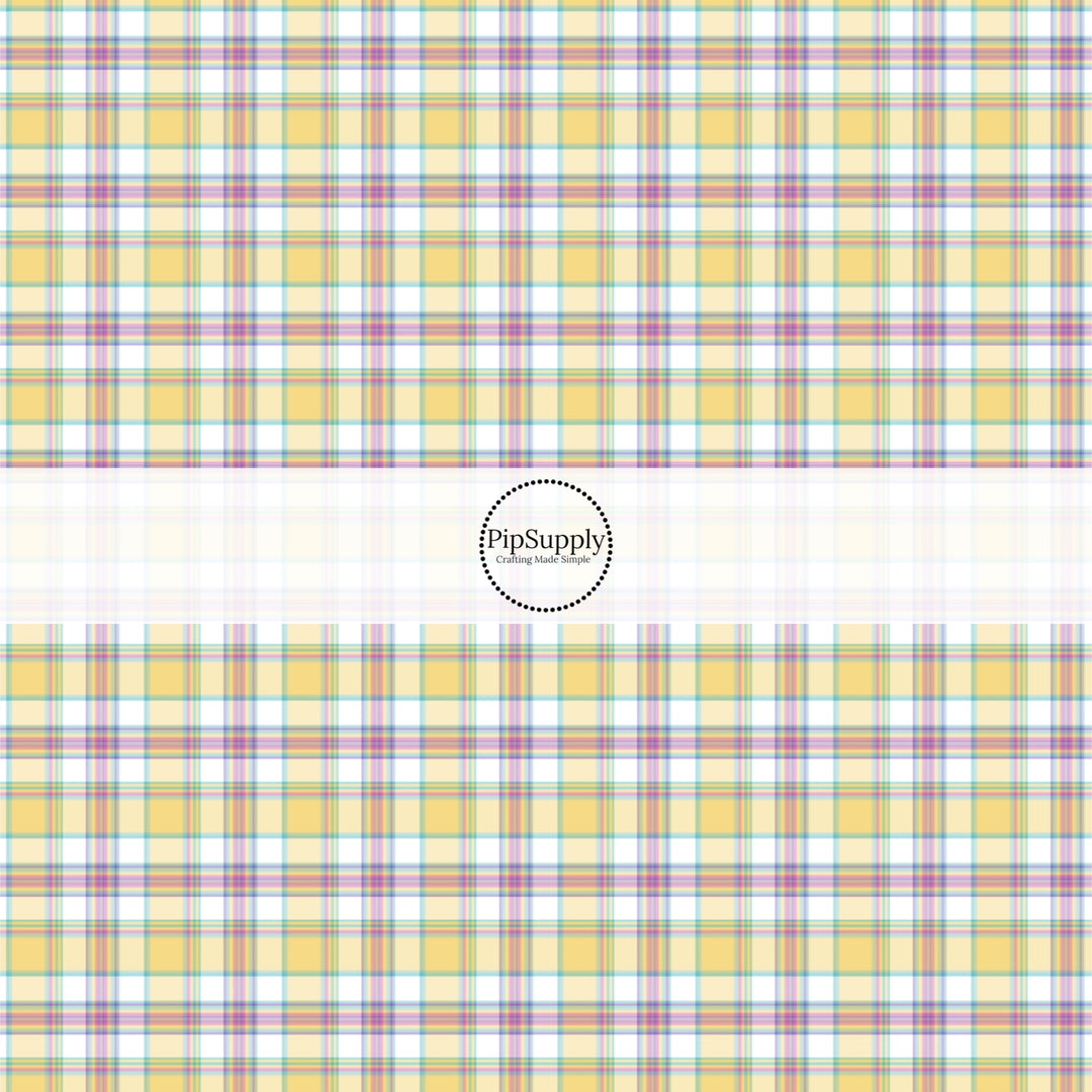 This spring fabric by the yard features yellow spring tartan pattern. This fun pattern fabric can be used for all your sewing and crafting needs!