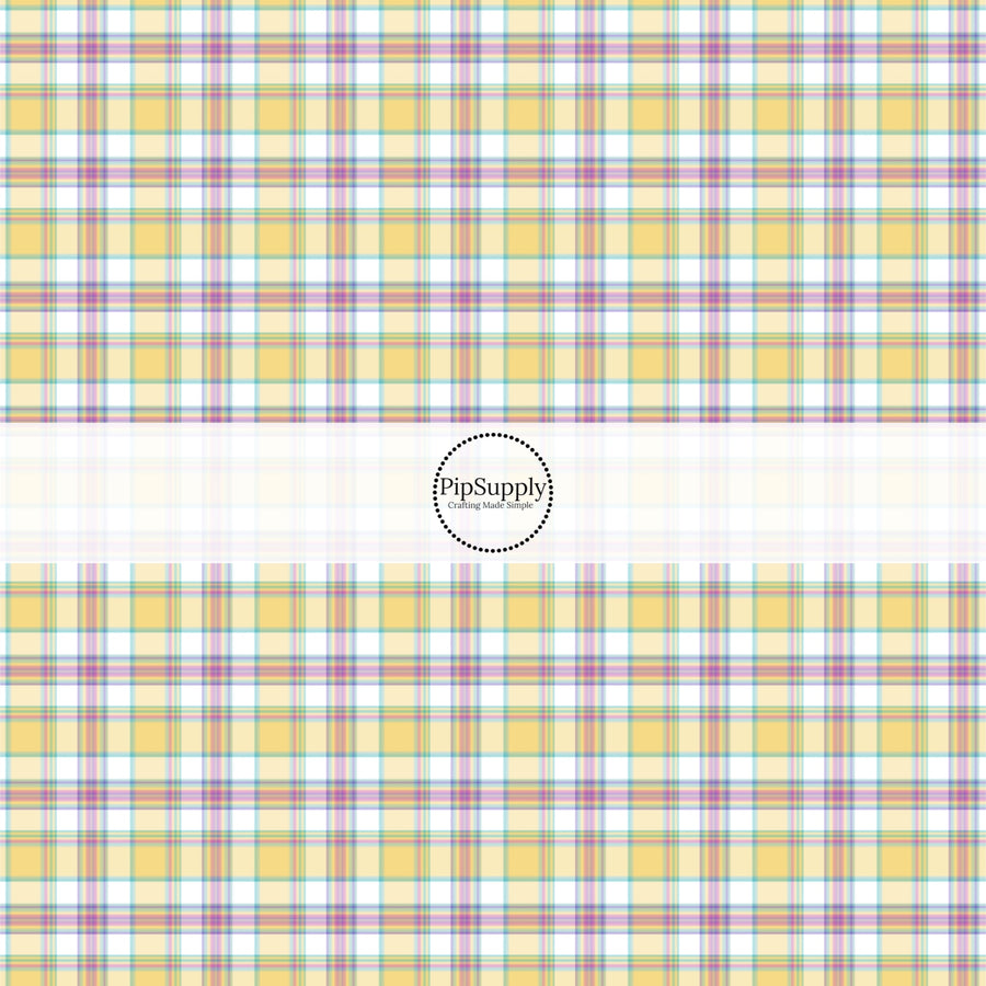 This spring fabric by the yard features yellow spring tartan pattern. This fun pattern fabric can be used for all your sewing and crafting needs!