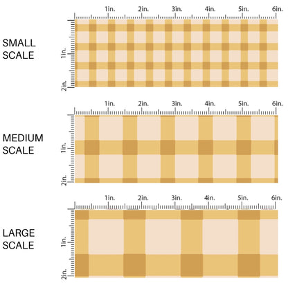 This scale chart of small scale, medium scale, and large scale of this summer fabric by the yard features summer haze yellow and cream plaid pattern. This fun summer themed fabric can be used for all your sewing and crafting needs!