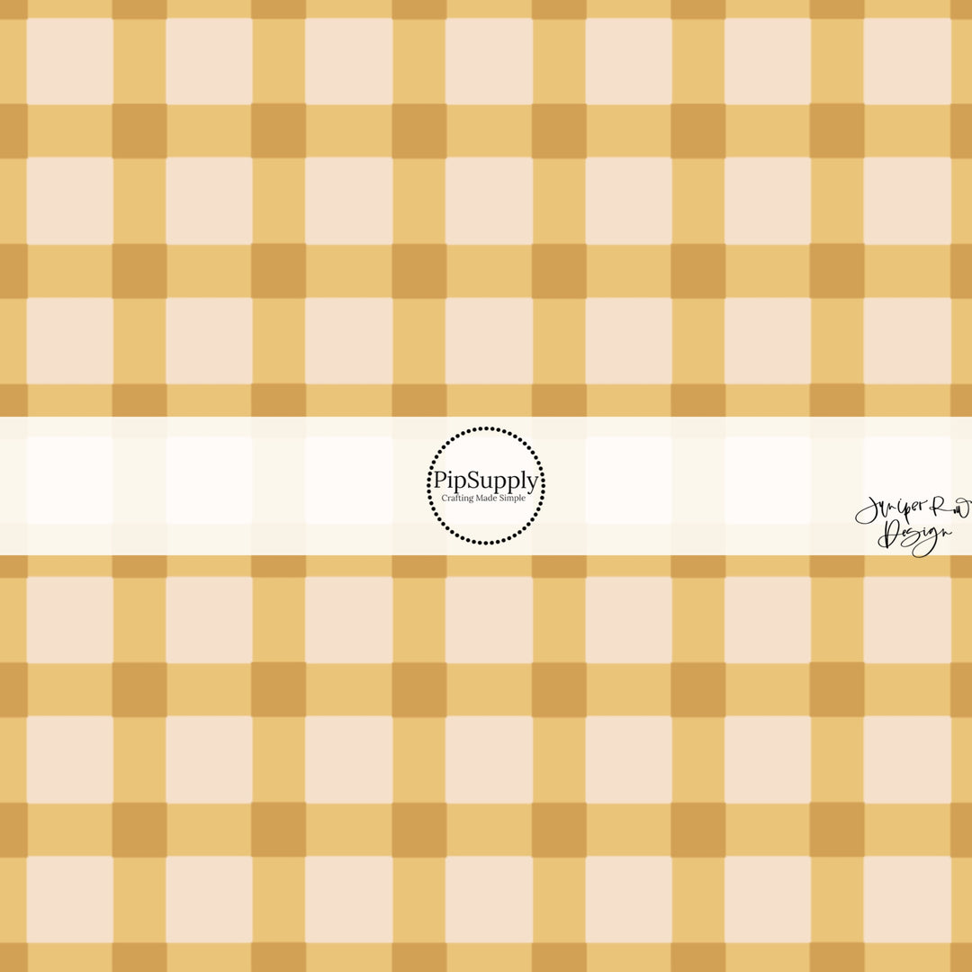 This summer fabric by the yard features summer haze yellow and cream plaid pattern. This fun summer themed fabric can be used for all your sewing and crafting needs!