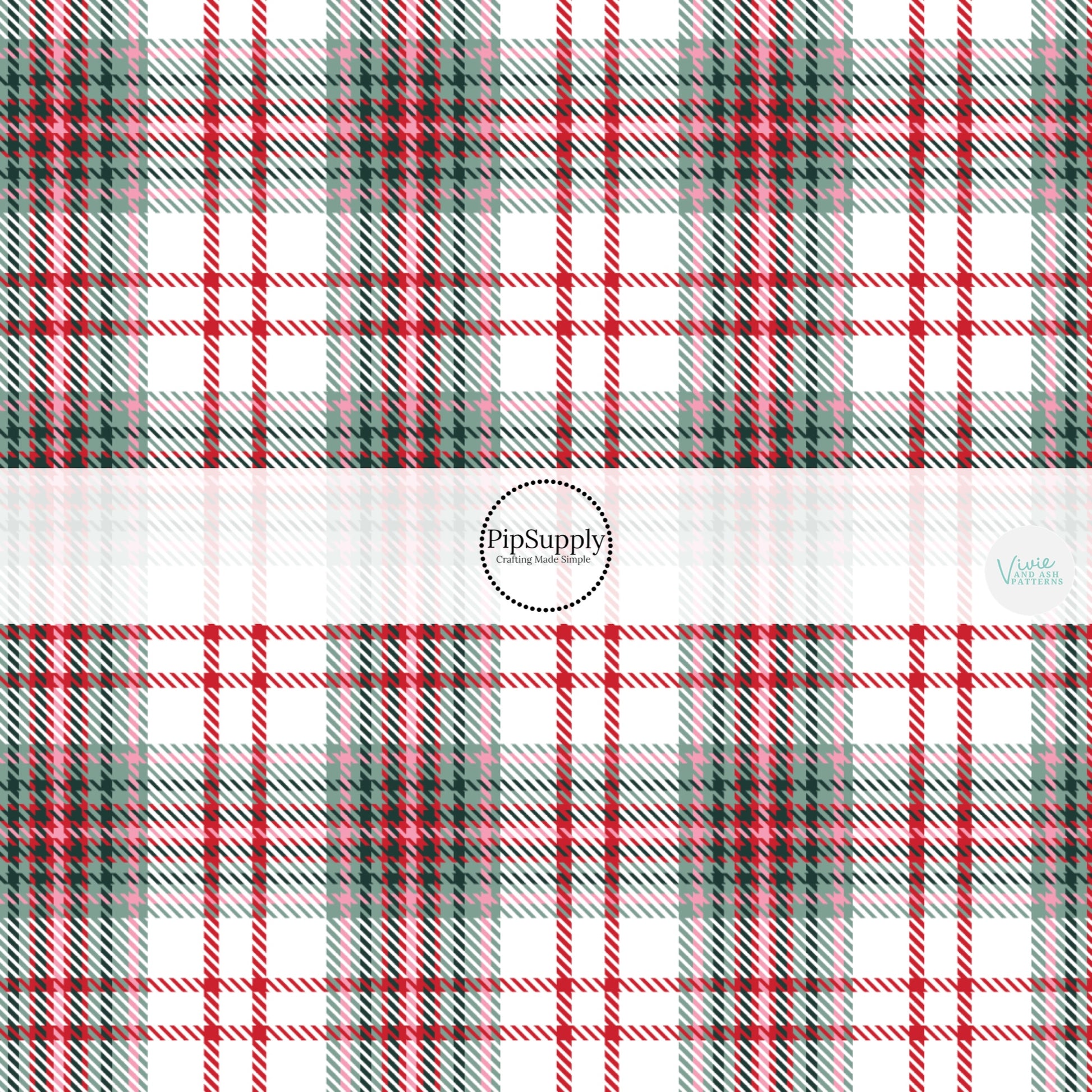 These winter yuletide plaid themed pattern fabric by the yard features the following design elements: Christmas red and green plaid pattern. This fun themed fabric can be used for all your sewing and crafting needs!