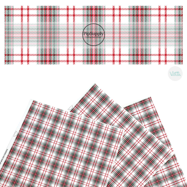 These winter yuletide plaid themed pattern faux leather sheets contain the following design elements: Christmas red and green plaid pattern. Our CPSIA compliant faux leather sheets or rolls can be used for all types of crafting projects.