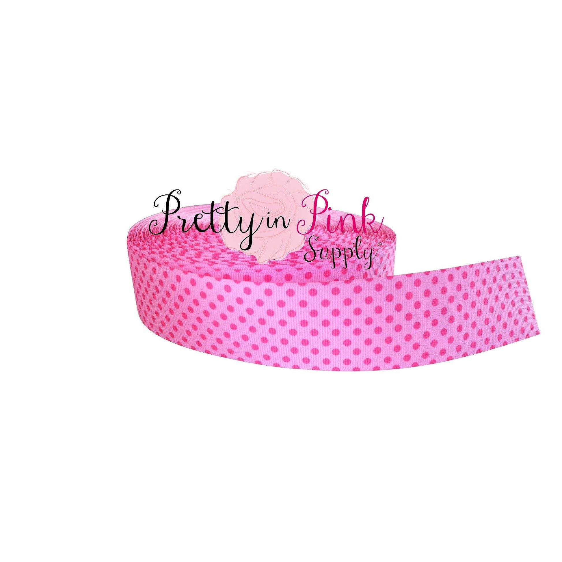 1.5" Pink/Hot Pink Dot Grosgrain Ribbon - Pretty in Pink Supply