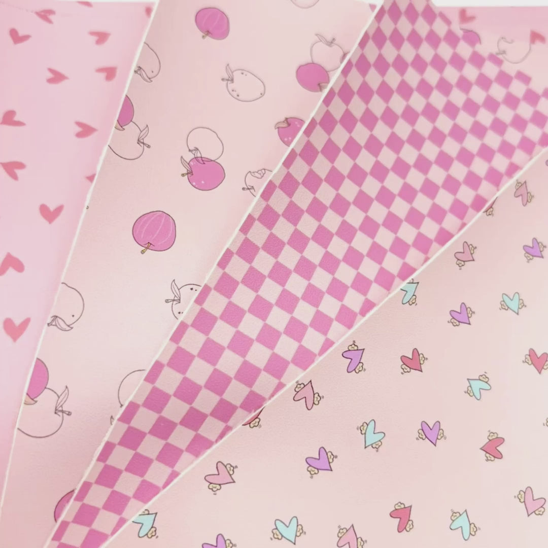 Pink Checker Print | Faux Leather Sheets