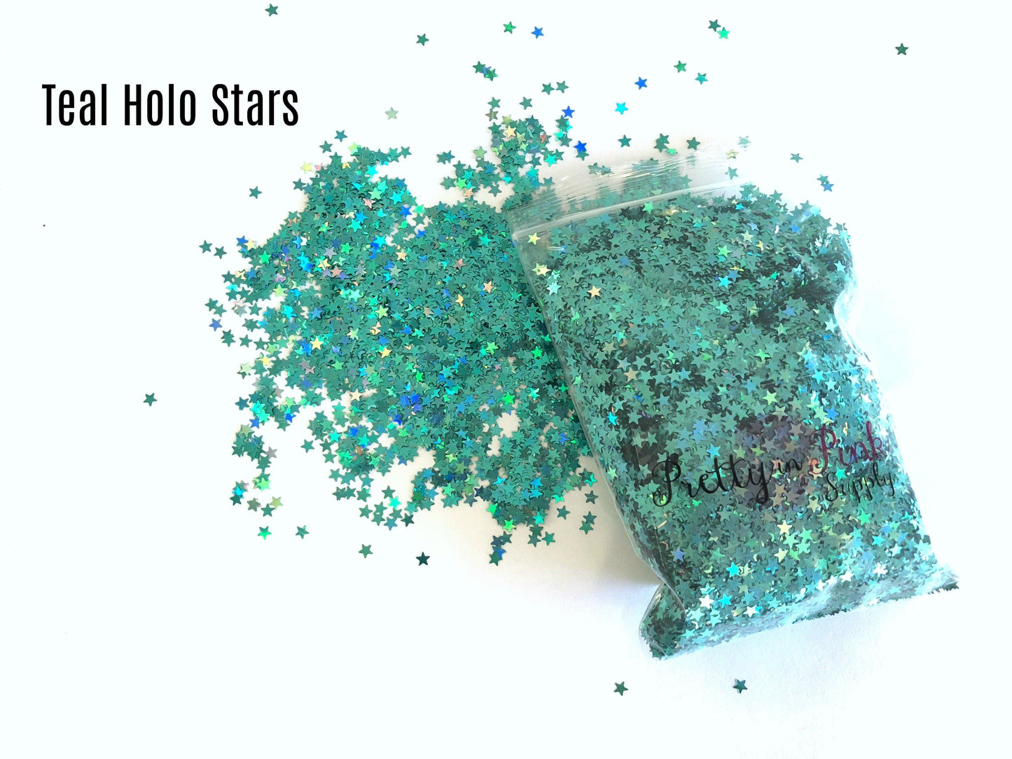 Teal Holographic Star Loose Glitter - Pretty in Pink Supply