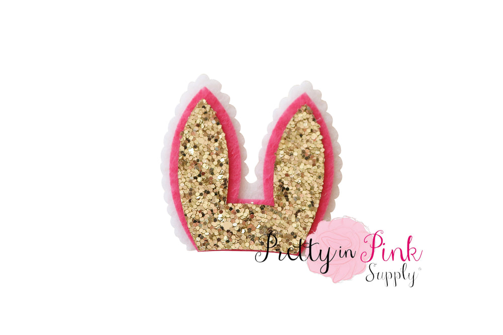 NEW GLITTER Bunny Ears Felt Cut Out Applique - Pretty in Pink Supply