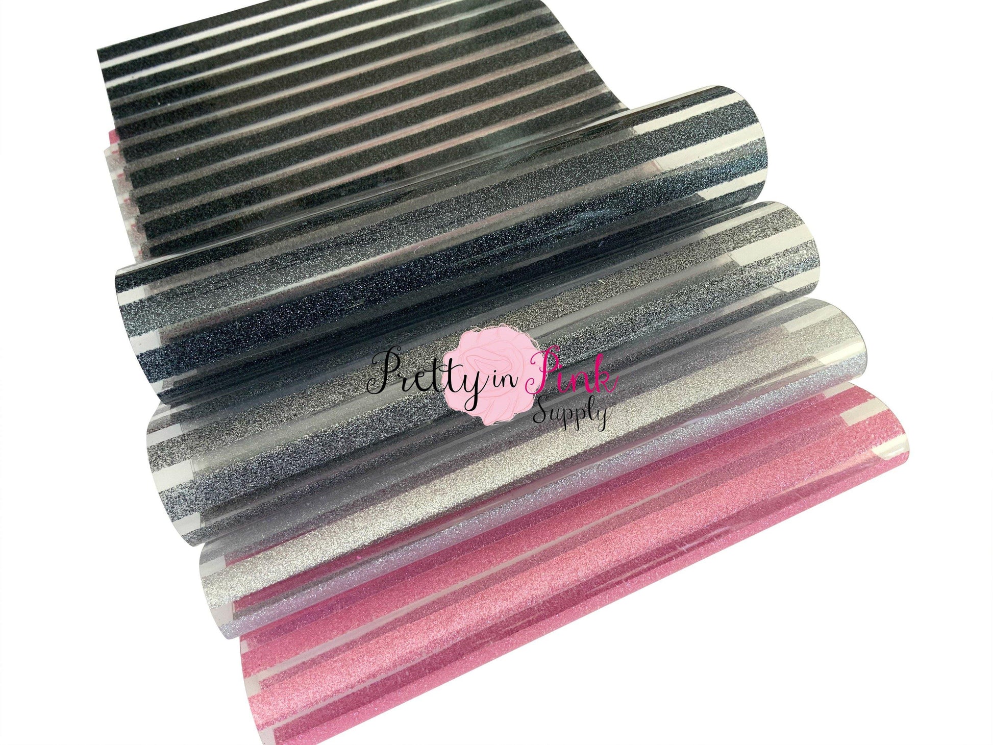 Clear Glitter STRIPE Jelly Sheet - Pretty in Pink Supply