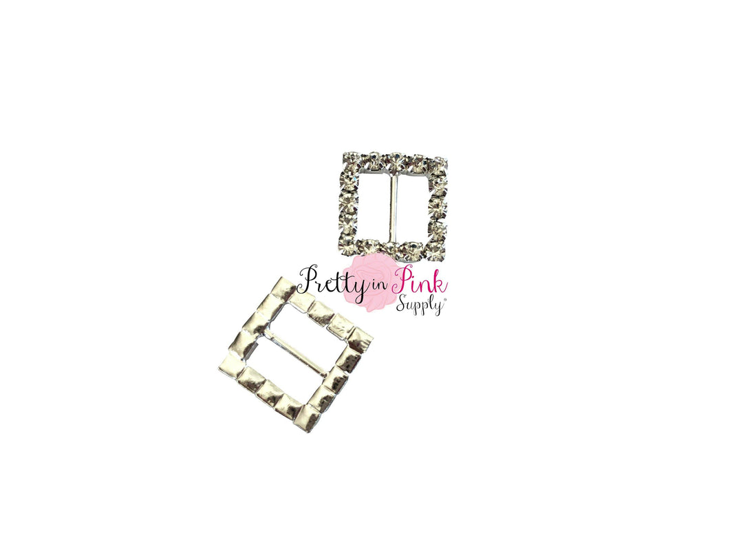 Square Crystal Rhinestone Slider Button - Pretty in Pink Supply