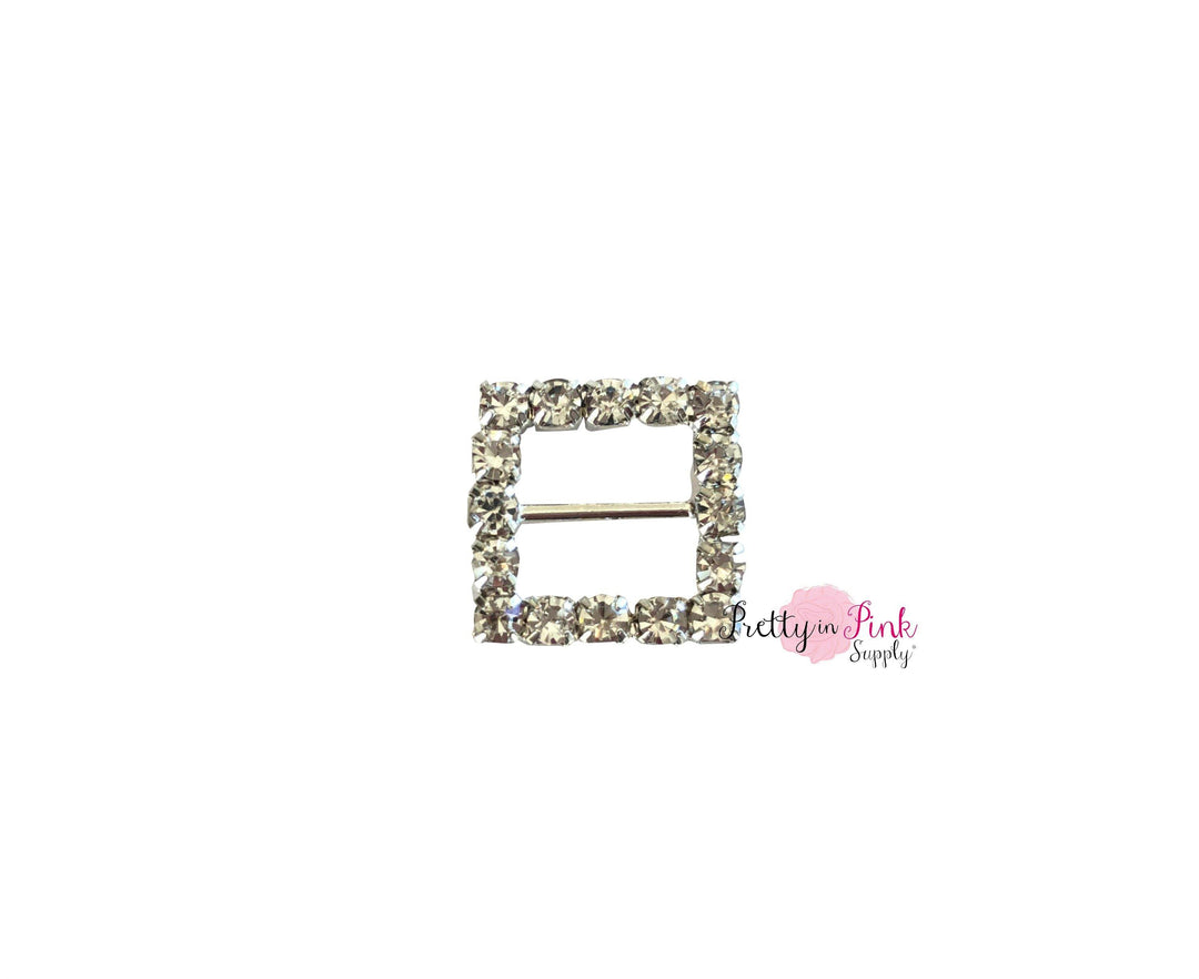 Square Crystal Rhinestone Slider Button - Pretty in Pink Supply