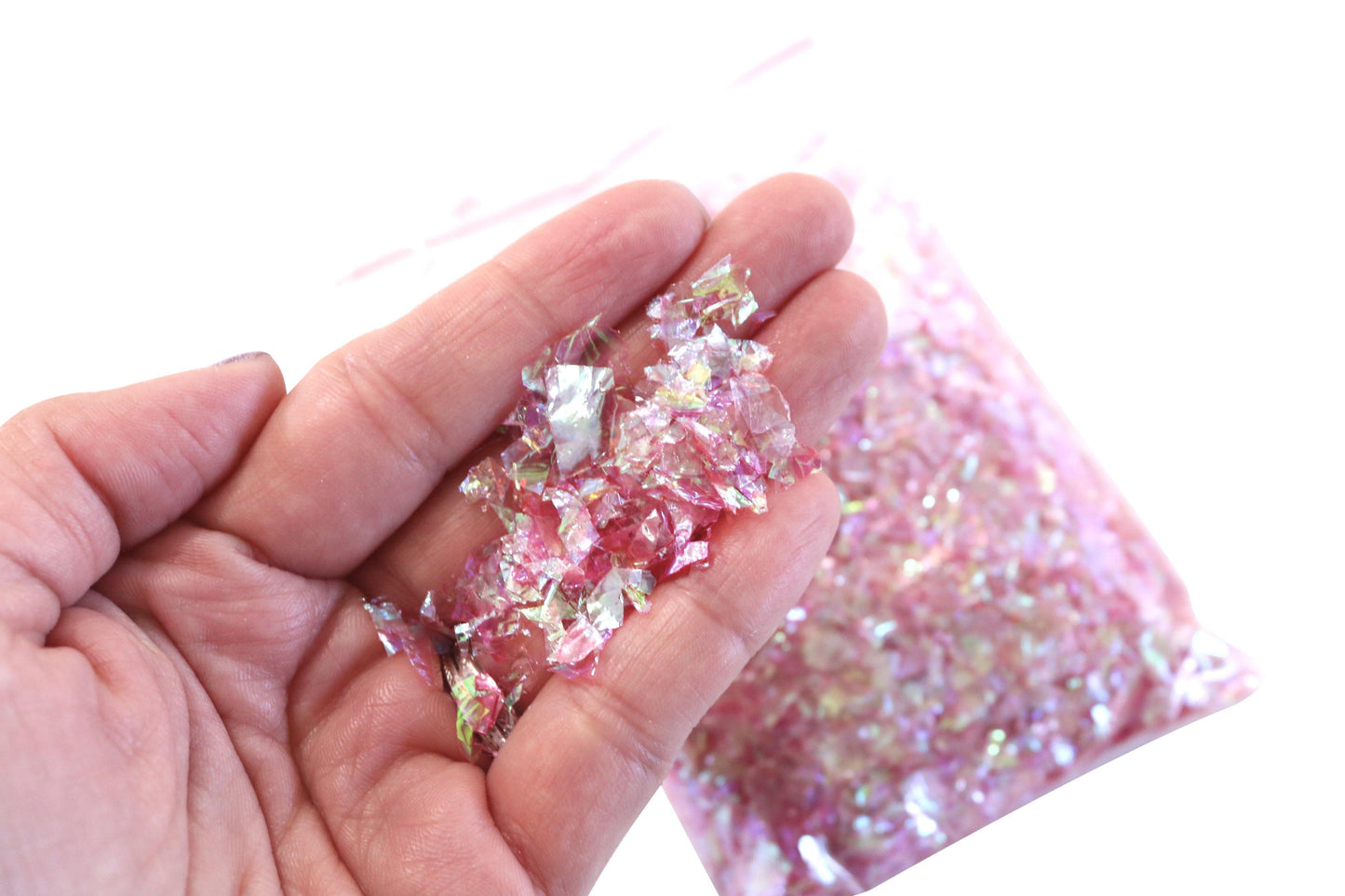 Raspberry Iridescent Flake Loose Glitter - Pretty in Pink Supply
