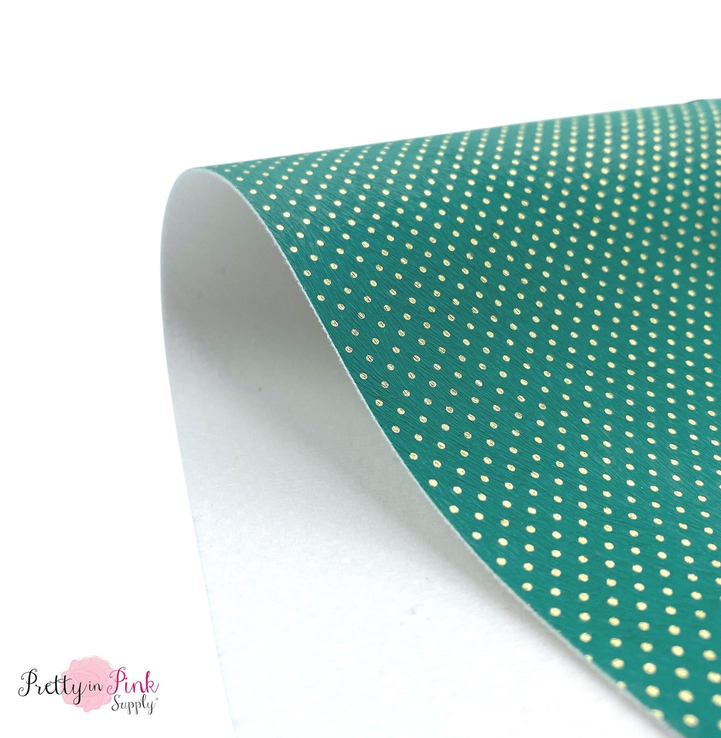 Tiny Gold Dot Faux Leather Fabric Sheet - Pretty in Pink Supply
