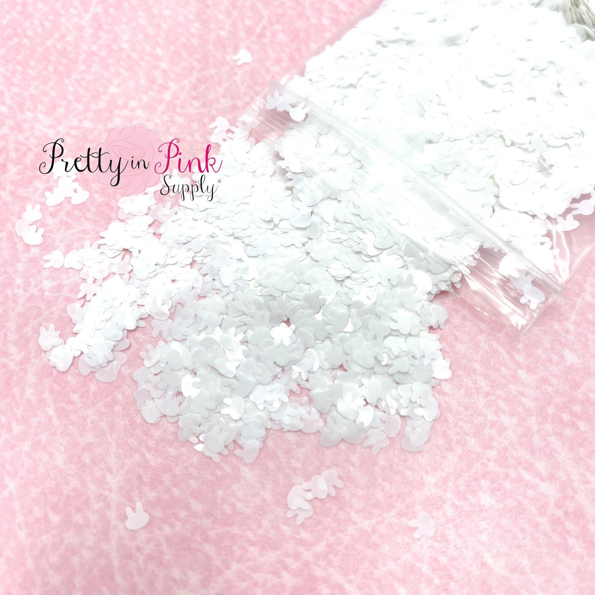 White Bunny Sequin Confetti | .5 oz. Loose Glitter - Pretty in Pink Supply
