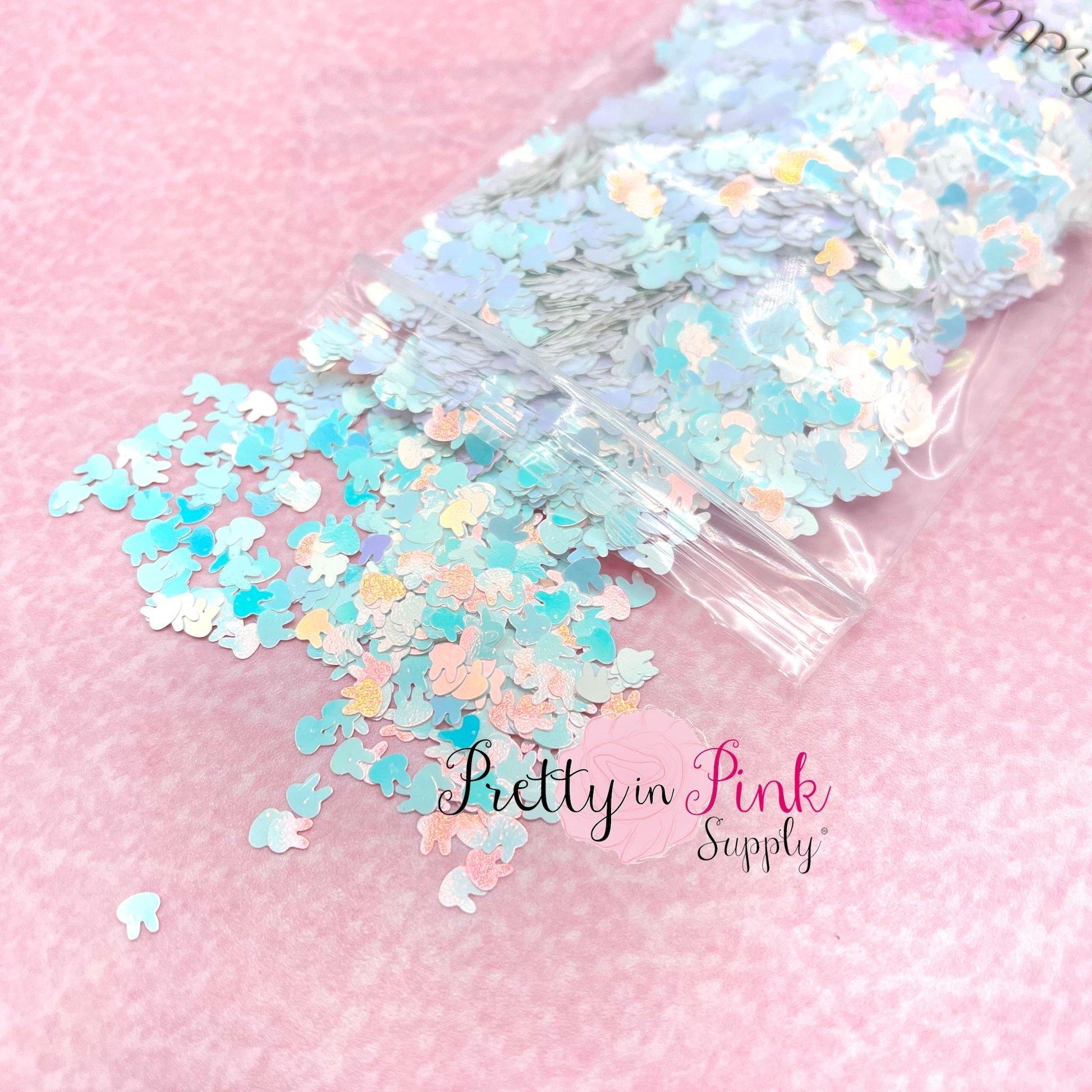 Iridescent Bunny Sequin Confetti | Loose Glitter - Pretty in Pink Supply