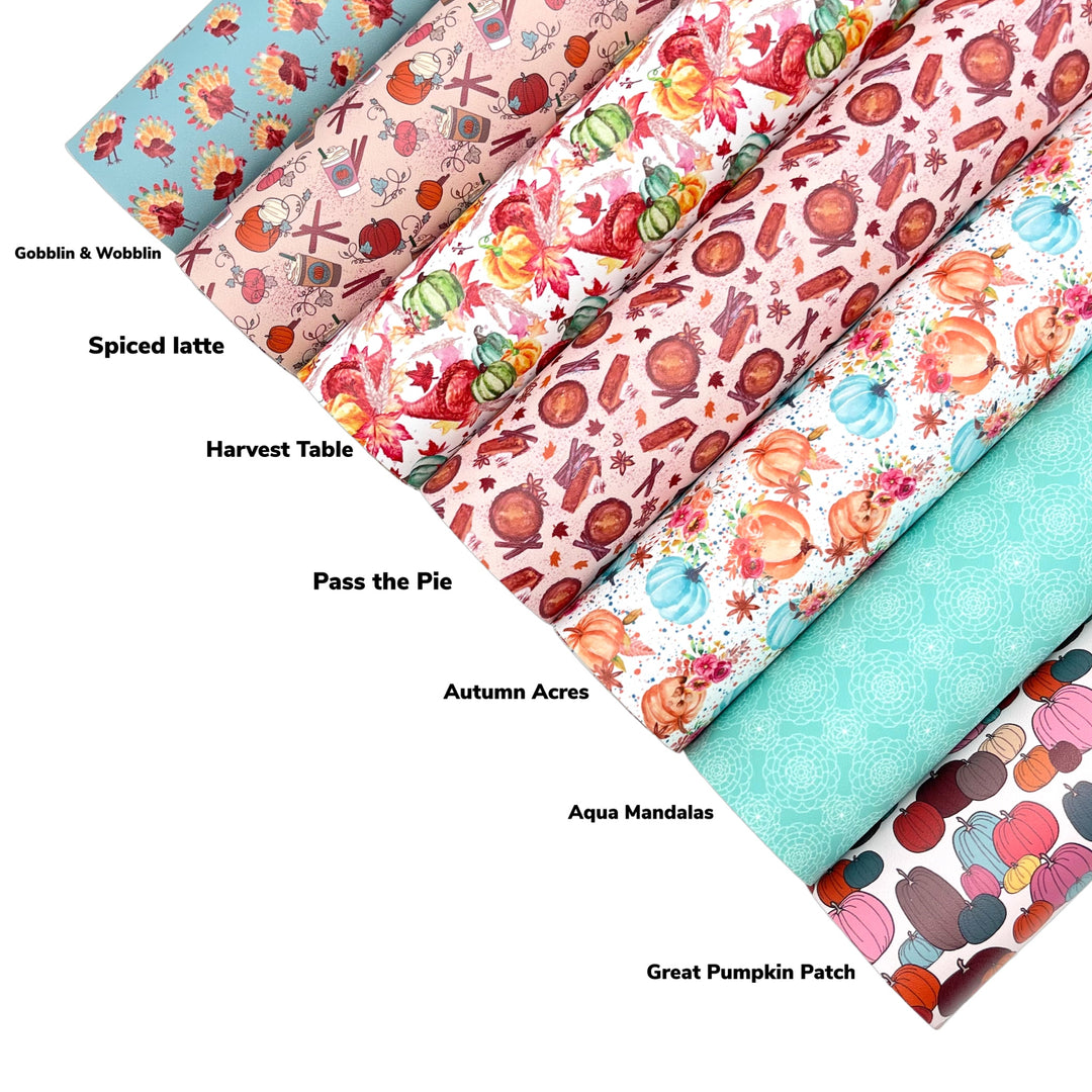 Autumn Harvest Prints | Faux Leather Fabric Sheets