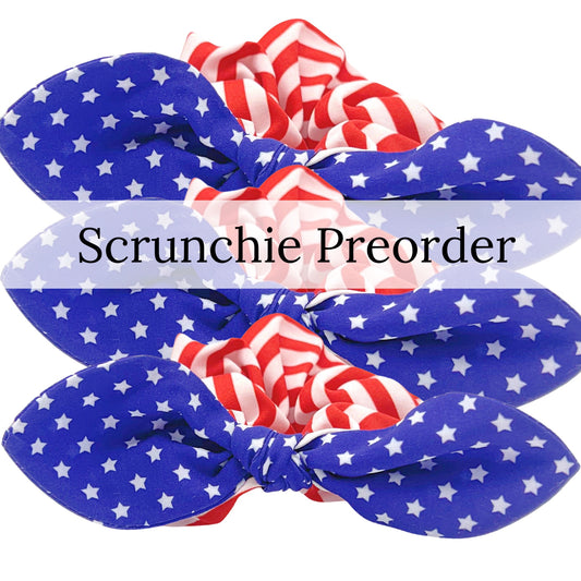 PRE-ORDER Stars & Stripes Bow Scrunchie (estimated to ship the w/o May 27th)