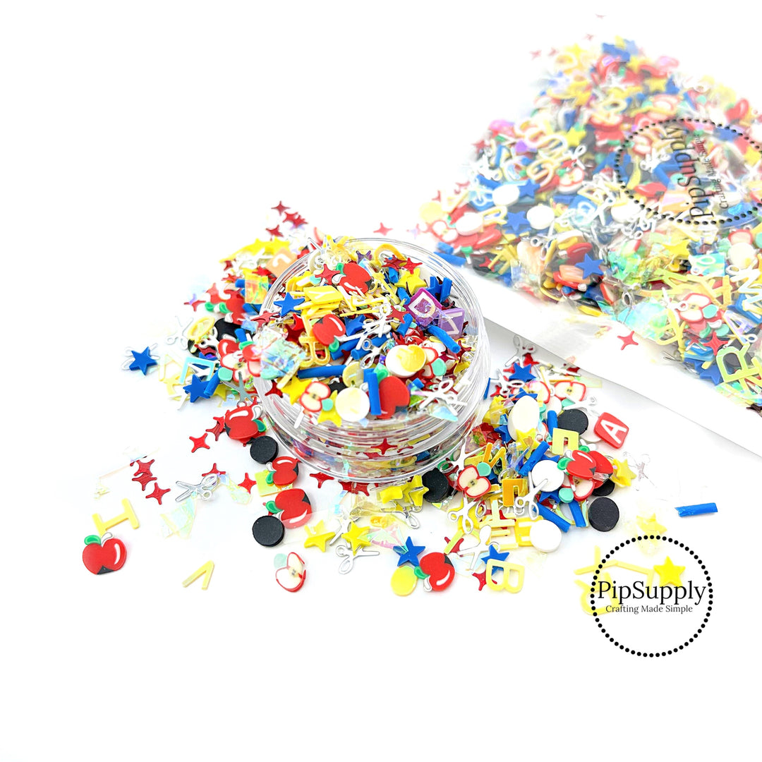 School Time Confetti | Loose Clay and Sequin Mix - 1 OUNCE