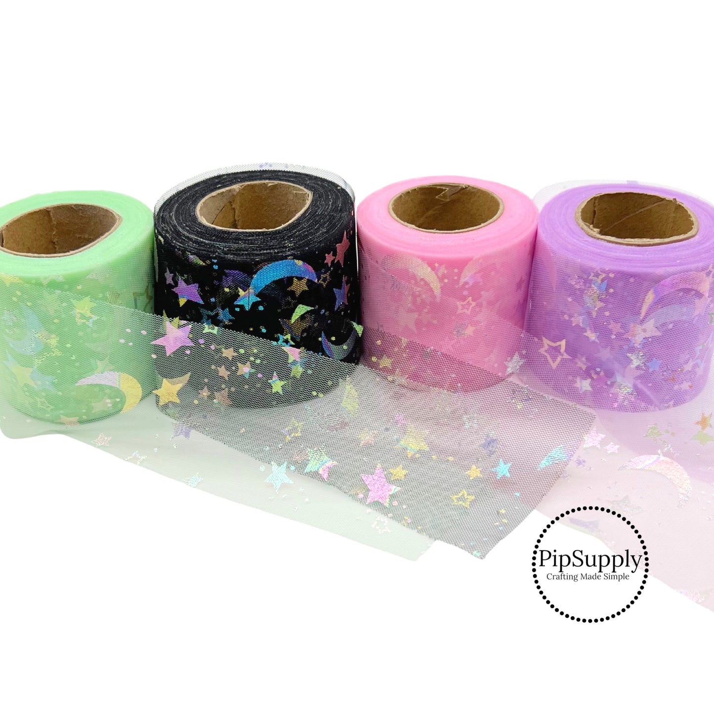 2.5" Holographic Star And Moons Tulle