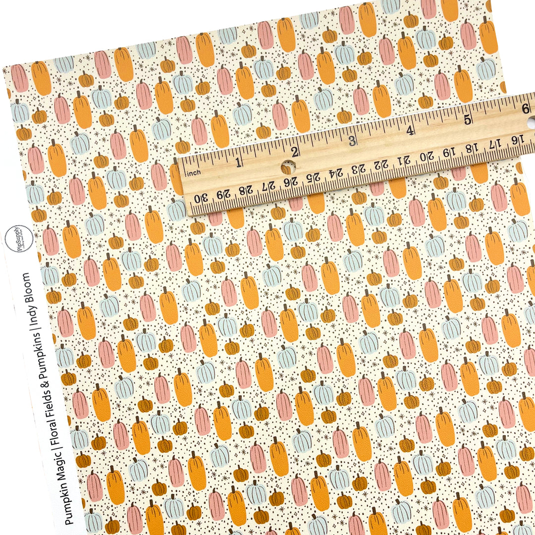 Floral Fields and Pumpkins Faux Leather Sheets