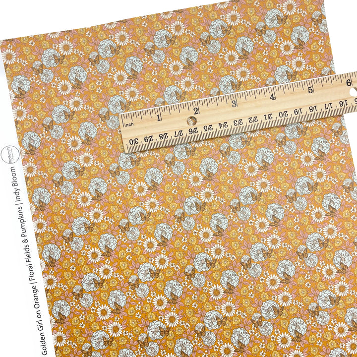 Floral Fields and Pumpkins Faux Leather Sheets