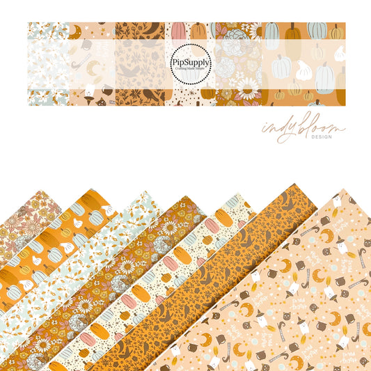 Floral Fields and Pumpkins Faux Leather Sheets