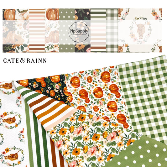 Pumpkin Floral Strip Collection | Cate & Rainn | Liverpool Bullet Fabric