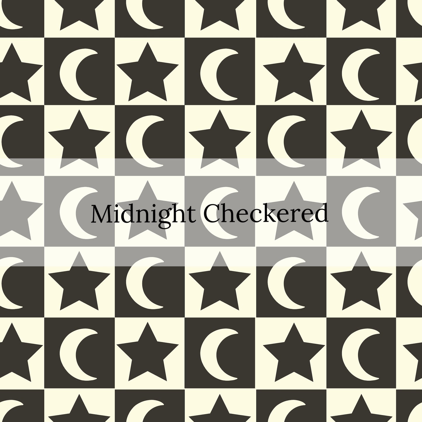 Cream and Black checkered moon and stars