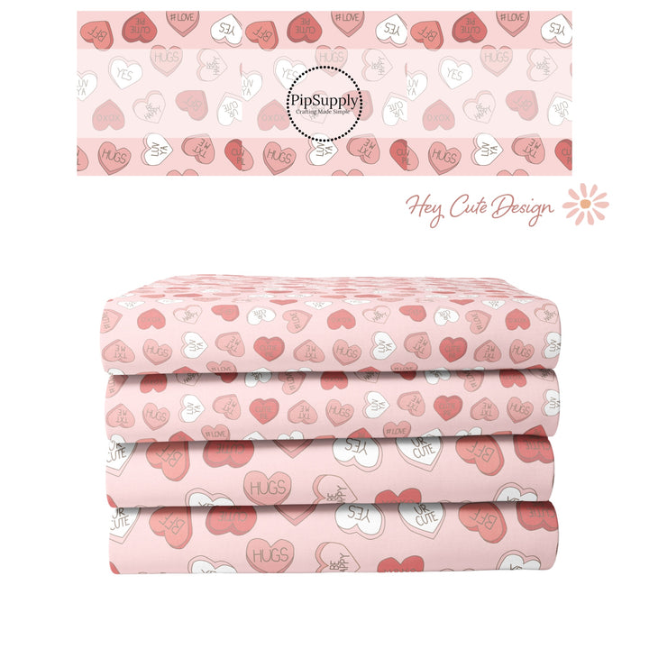 Valentine Fabric By The Yard | Be Happy Candy Hearts | Valentine's Friends