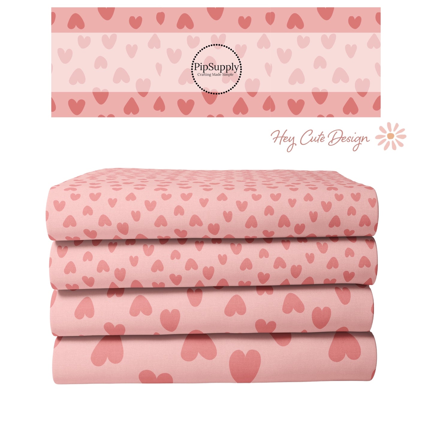 Valentine Fabric By The Yard | Coral Leopard Hearts | Puppy Love