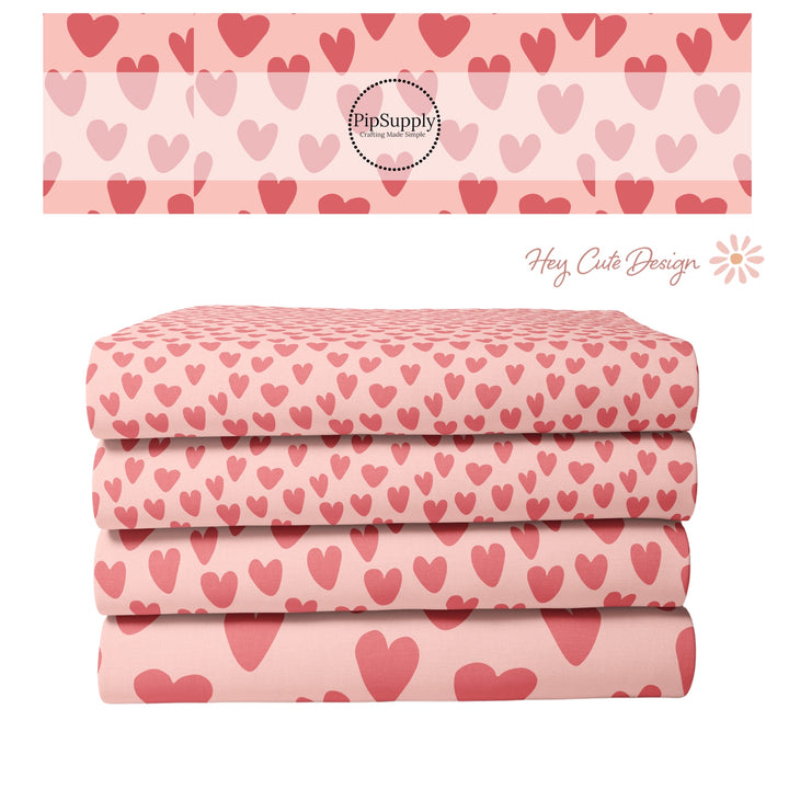 Valentine Fabric By The Yard | Rosy Pink Coral Leopard Hearts | Hearts and Dinos