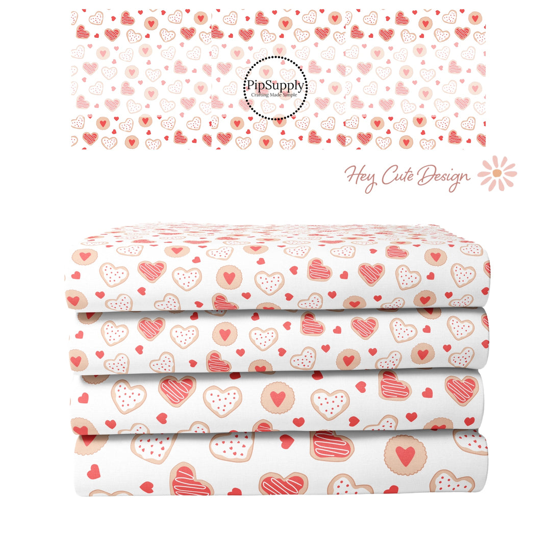 Valentine Fabric By The Yard | Rosy Pink Valentine's Cookies | Valentine