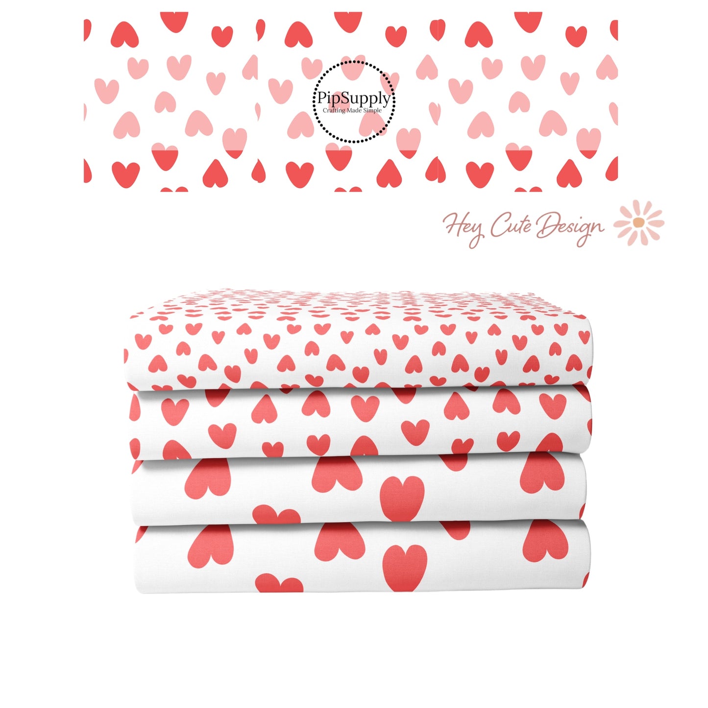 Valentine Fabric | Red White Hearts | Valentine