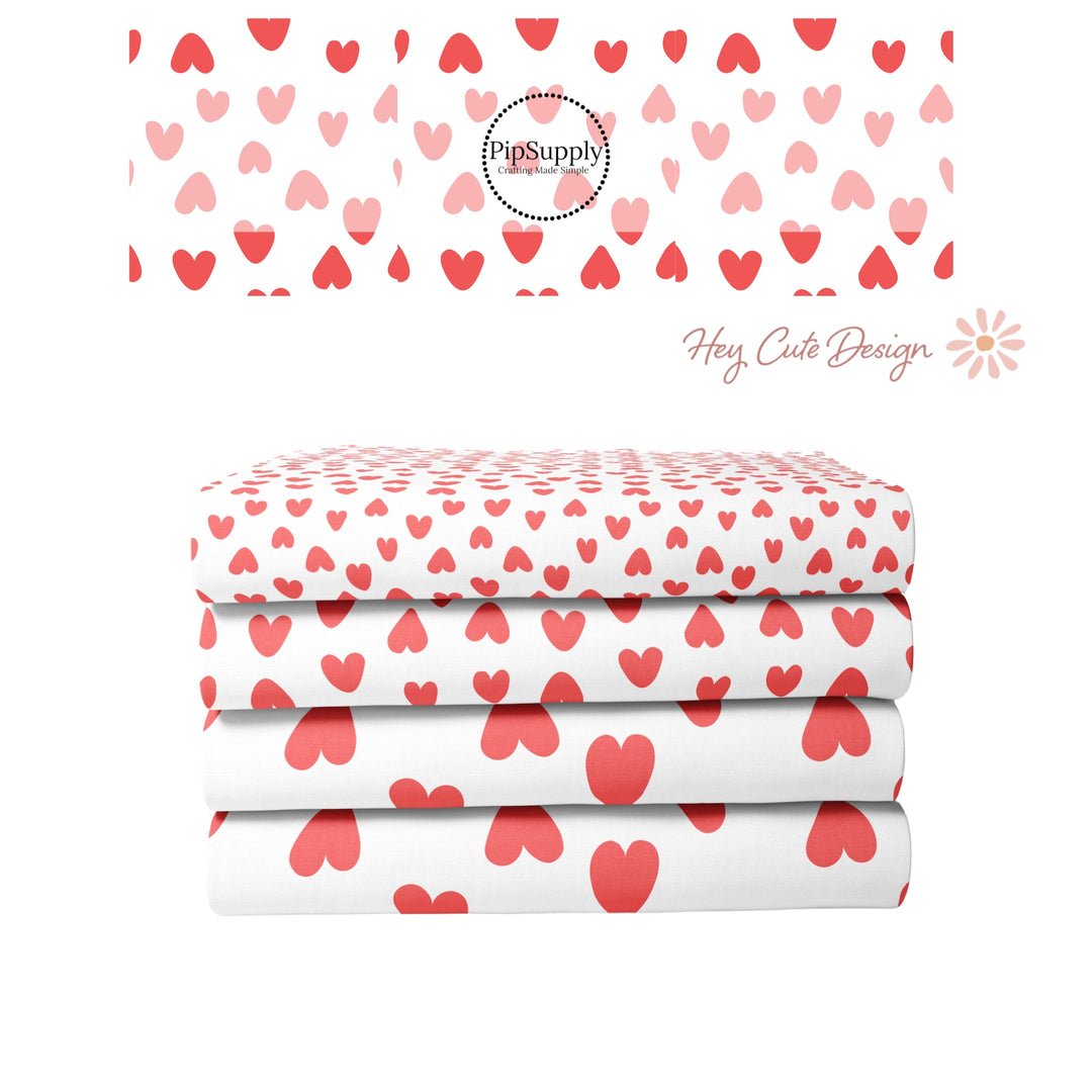 Valentine Fabric By The Yard | Red White Hearts | Valentine